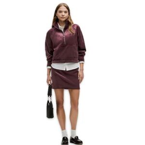 Lululemon Scuba HR High Rise Mini Skirt Velvet W Nulu Fabric Sz Large Garnet new